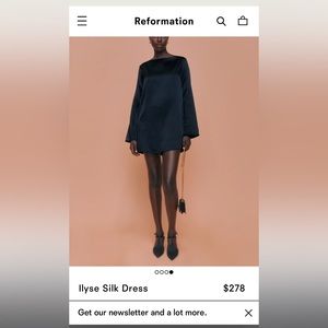 Reformation black silk mini dress long sleeve never worn